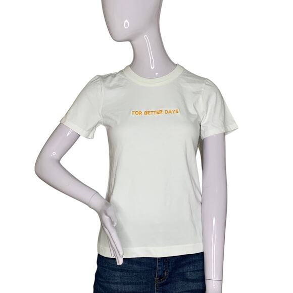 For Days Vintage NWT Top White For Better Days Embroiled on Gold Size XS - Picture 1 of 9